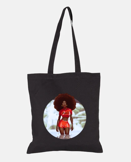 Bag sporty jamaican woman, afro woman, reggae bag,
