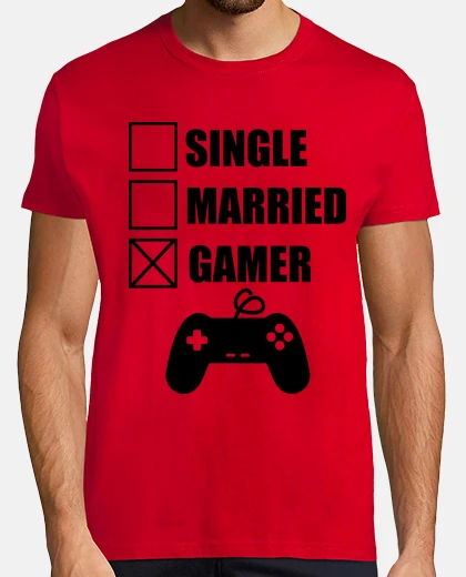 T-shirt sposato con video giochi, geek, giocatore, gioco