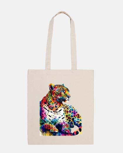 Bag spotted panther feline forest savannah tote bag