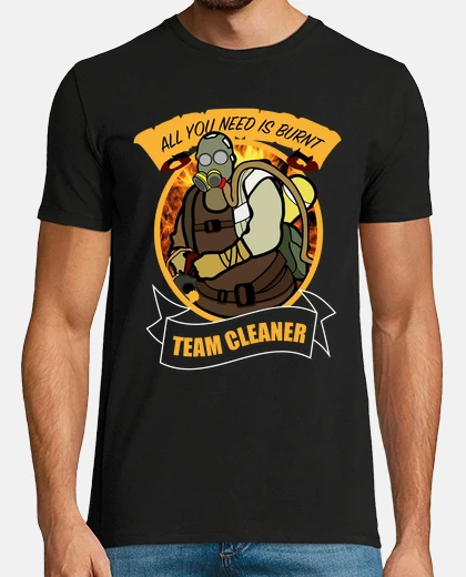 T-shirt squadra più pulito uomo, manica corta, nero, qualità extra