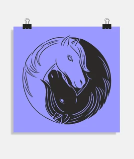 square poster, yin yang white horse black horse, ch