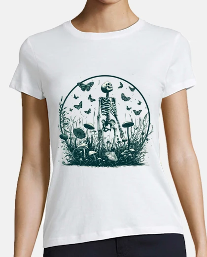 Tee-shirt squelette botanique et papillons