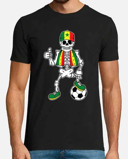 Tee-shirt squelette fan de football fan du sénégal passe-temps sport
