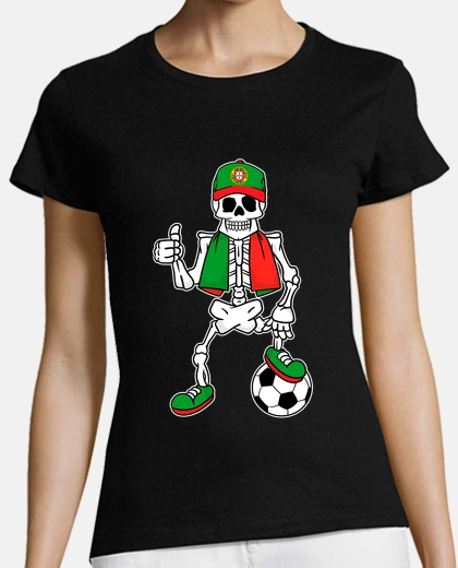 Tee-shirt squelette fan de football portugal fan passe-temps