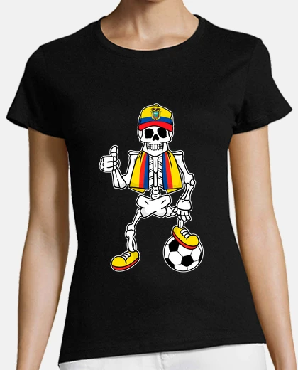Tee-shirt squelette football fan équateur fan passe-temps sport
