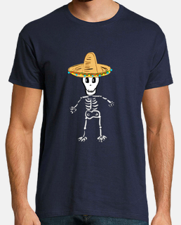 squelette mexicain. l'homme, manches courtes, marine, qualité extra