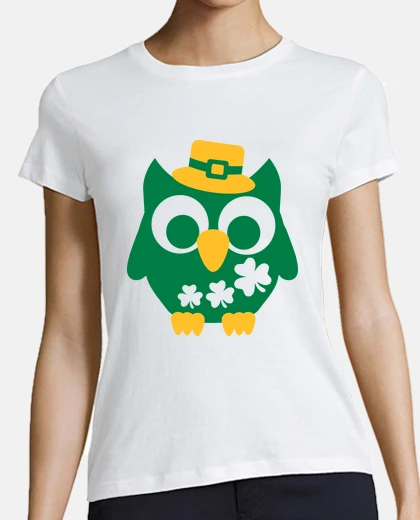 Tee-shirt st. patricks owl jour shamrock