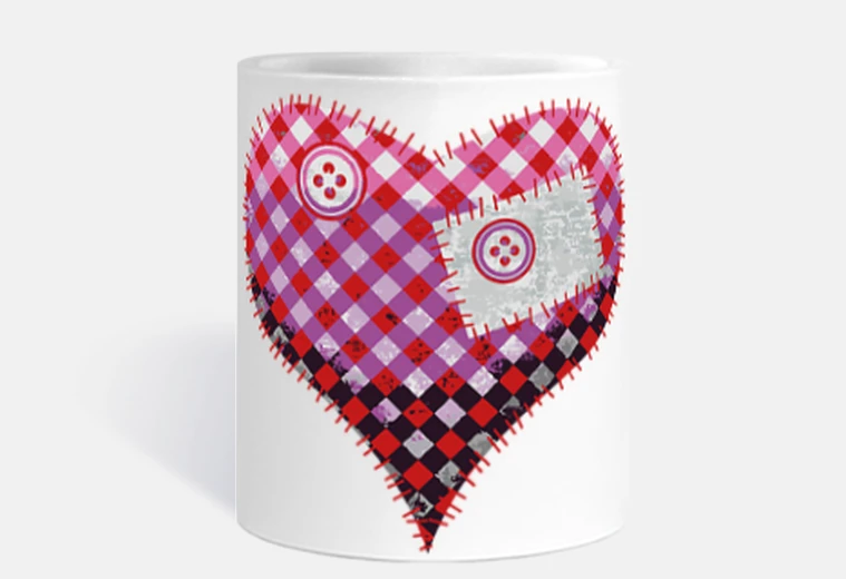 stampe cuore cucito rosa e rosso