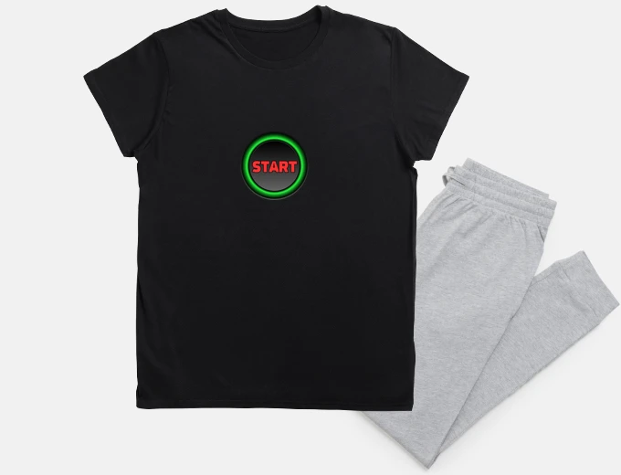 Pyjama start button gift humor