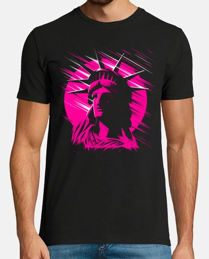 T-shirt statua della libertà rosa