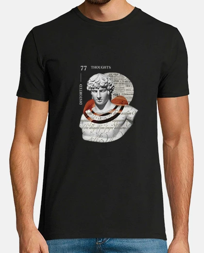 T-shirt statua greca, apollo, virile, con collage, imperatore, seduzione,