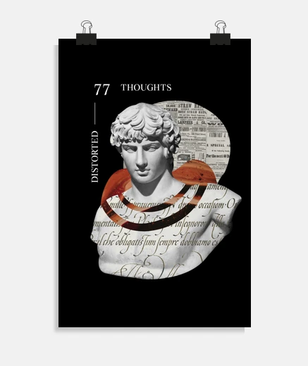 Poster statue Grecque , apollon , avec collages, séduction , décoration