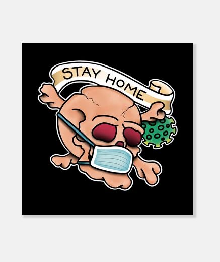 Wall stay home skull old school