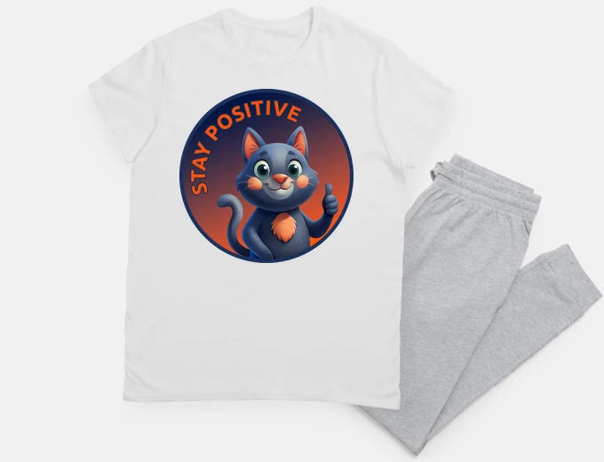 Pajama Stay Positive Cat Thumbs Up