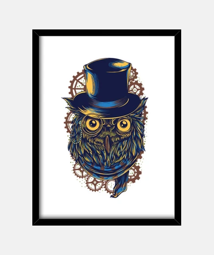 Framed steampunk owl
