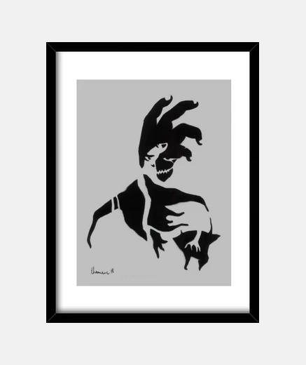 Quadro stencil testa mani cornice grigia