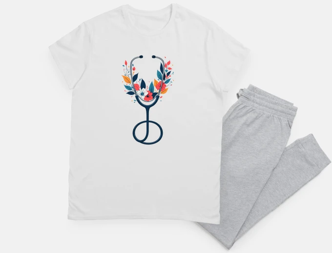 Pyjama stéthoscope à fleurs