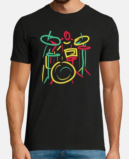 T-shirt stile astratto colorato batterista