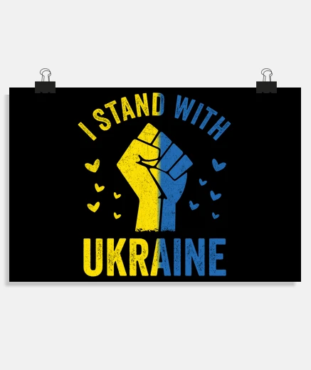 Poster sto con il pugno ucraino della bandiera