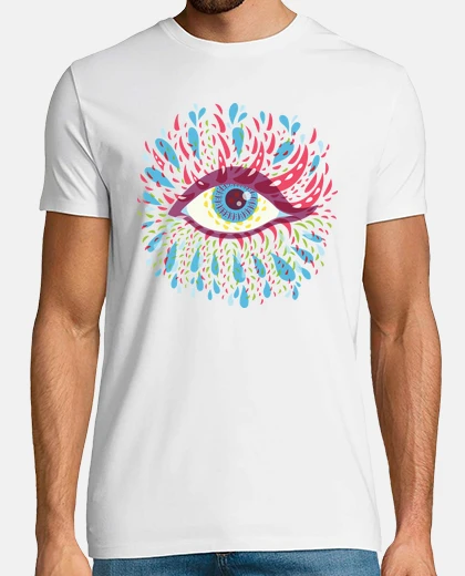 T-shirt strano blu psichedelico eye