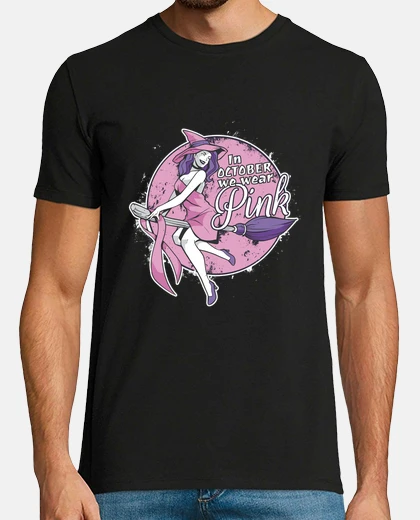 T-shirt strega ottobre rosa cancro al seno
