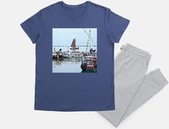 Pyjama stroll in the port in the netherlands