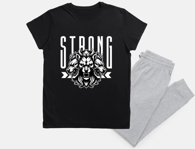 Pajama Strong Quote Cerberus Dog Heads