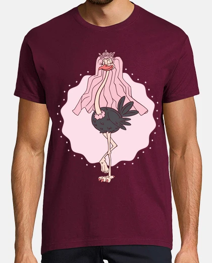 T-shirt struzzo in sposa rosa elegante divertente divertente