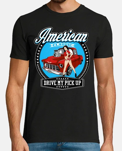 Tee-shirt style rockabilly sexy pin up girl t-shirt voitures anciennes rétro américain conduire mon pick up