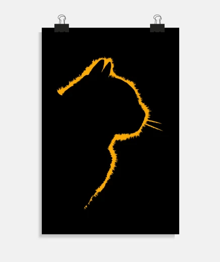 Poster stylized cat orange outlines pussy to refocus at the time of purchase personalize
