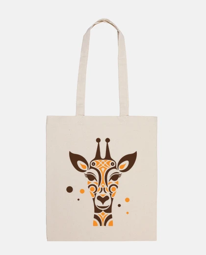 Bag stylized giraffe african fabric bag tablet books notebooks tote