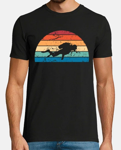 T-shirt subacqueo retrò tramonto vintage