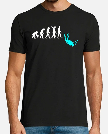 T-Shirt Uomo Immersione Subacquea - Manica Corta - 100% Cotone - Disegno Maschera E Aprile Con Scritta Dive