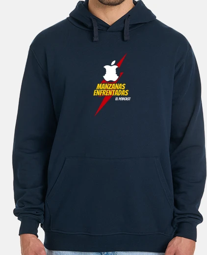 Sudadera  Manzanas Enfrentadas con capucha Negra Logo Grande