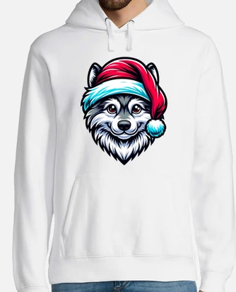 Sudadera con capucha de lobo santa para hombr. laTostadora