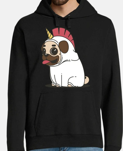 Sudadera Sudadera con capucha hombre Perro Carlino Unicornio Pug