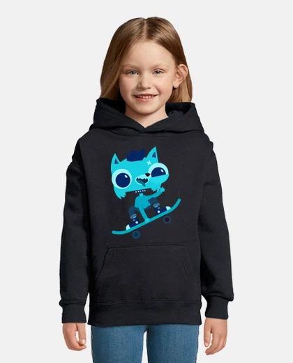 Ropa Sudadera infantil Gato en monopatín