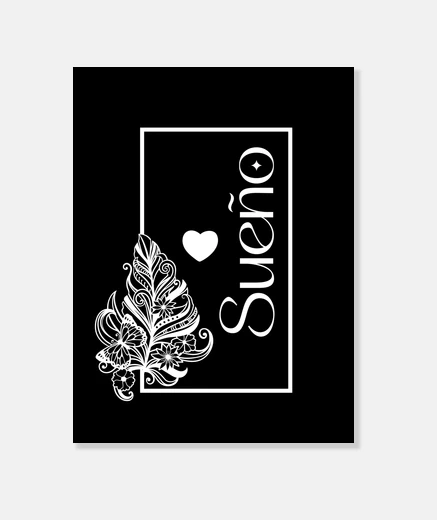 Tableau sueño rêveur minimal plume coeur