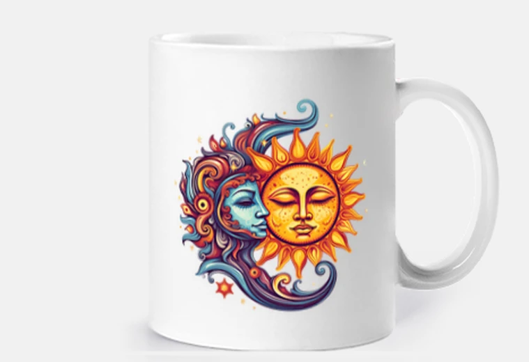 Cup sun and moon fashion boho chic hippie customizable mug