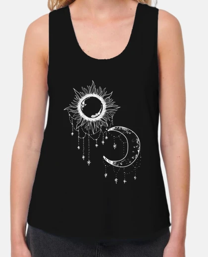 T-shirt sun and white arabian moon