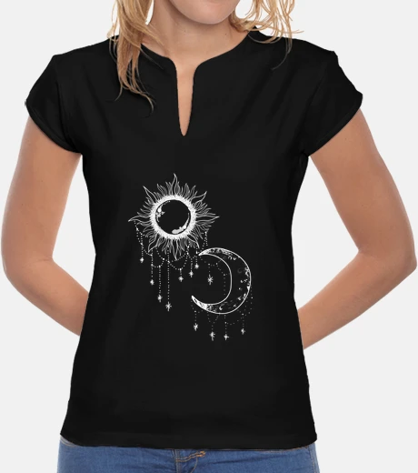 T-shirt sun and white arabian moon