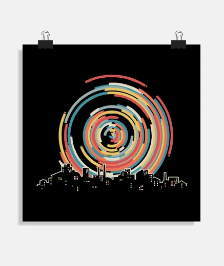 Poster sun over the city