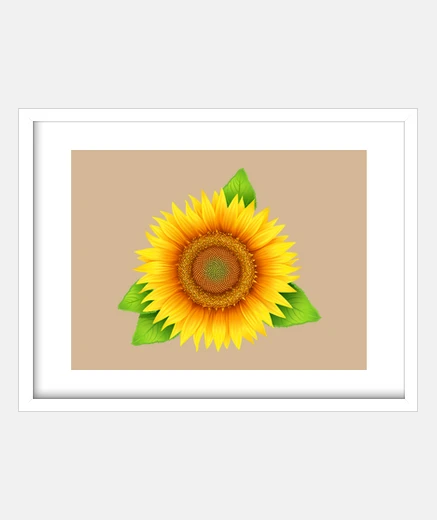 Framed Sunflower sunflower with Green leaves