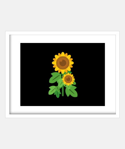 Framed Sunflower with Green Leaves