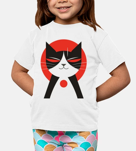 Kids Sunset Geometry Kitten Lover Japanese