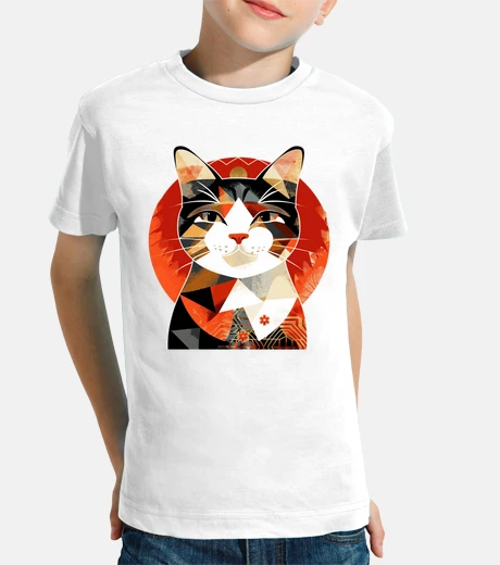 Kids Sunset Geometry Kitten Lover Japanese