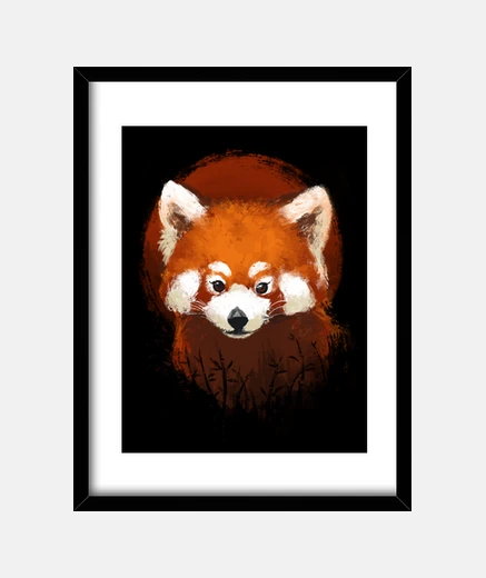Quadro sunset panda rosso - natura animale