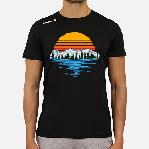 sunset lake and mountains adventure