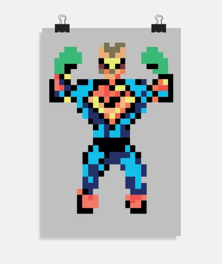 Poster super hero pixel frank