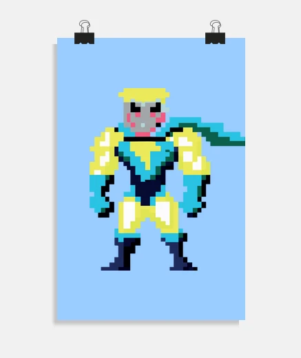 Poster super hero pixel frank